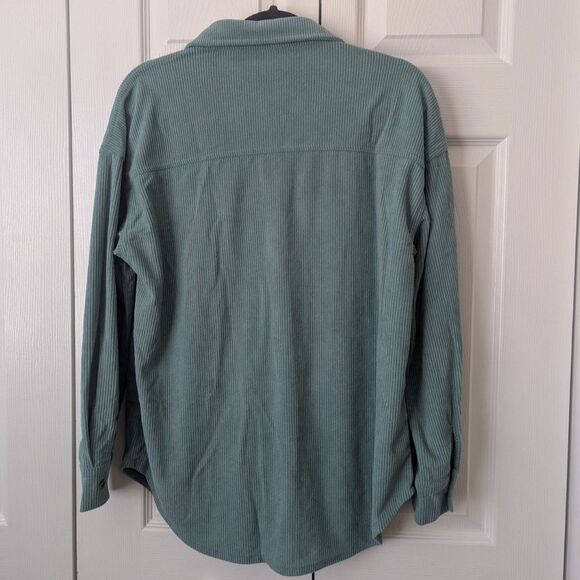 Green Corduroy Button-Up Shirt | Women’s Medium | Long Sleeve Shacket - Picture 3 of 3